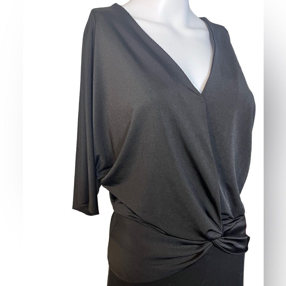 Express Dolman Sleeve Front Knot Blouse Black Size XS